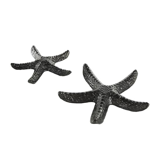 Black Aluminum Metal Starfish Bubble Textured Sculptures, 2ct.